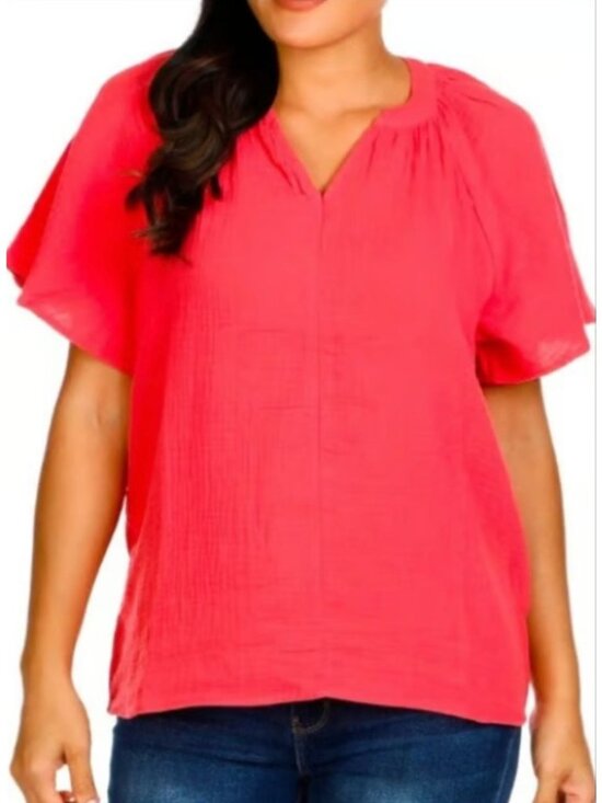 Nine West Tops - NWT Nine West Women’s Coral Short-Sleeve Textured Top Size S 100% Cotton